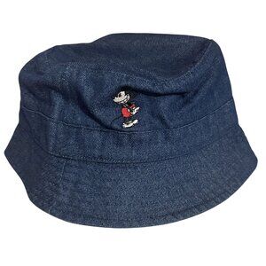 Walt Disney Mickey Mouse Embroidered Bucket Hat Navy Blue Denim S/M VGC